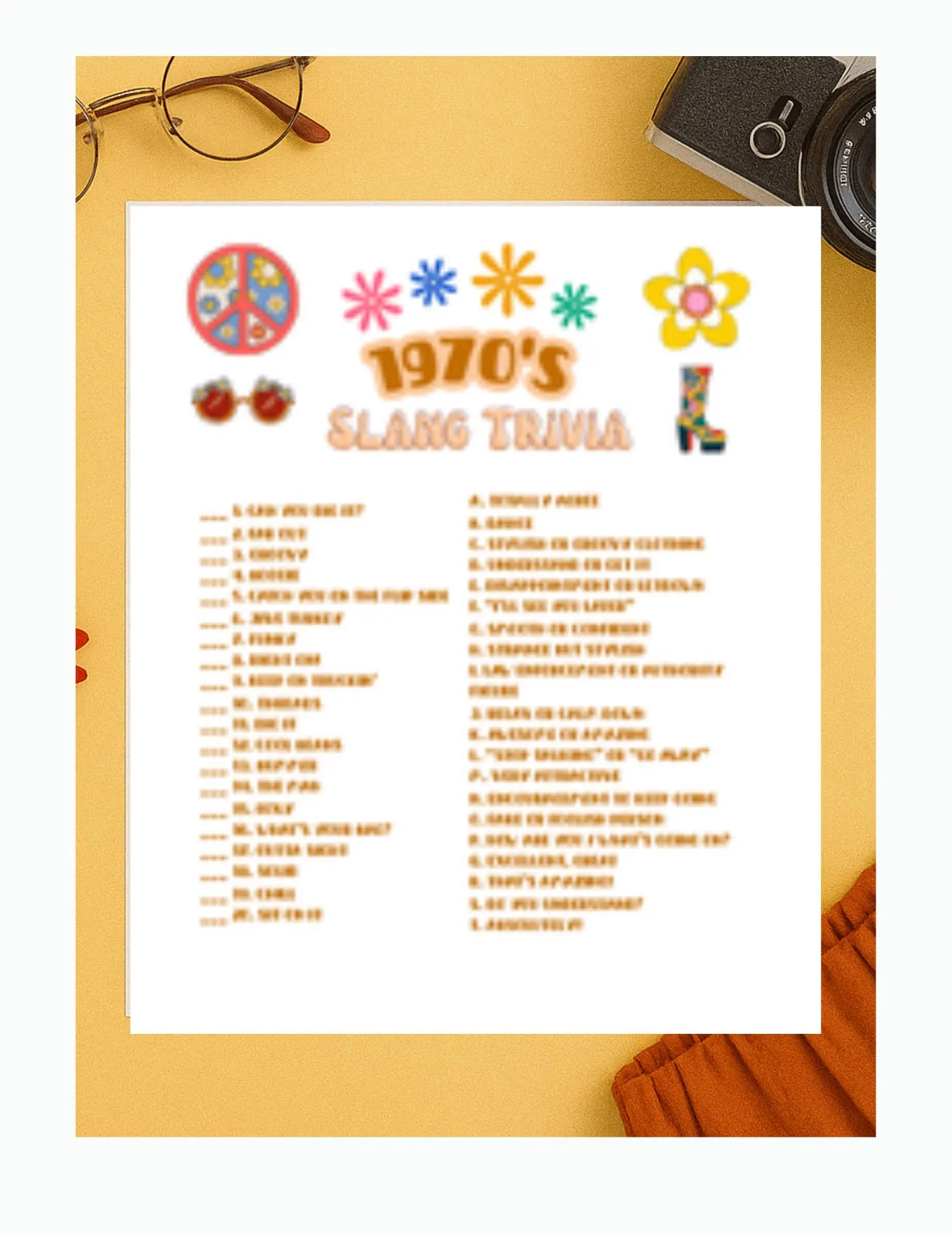 Simple 70s Trivia Questions and Answers Printable