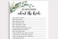 20 Questions About The Bride Who Knows The Bride Best Twenty Questions Bridal Shower Game Printable Bridal Shower Game Green Leaves C18 Etsy