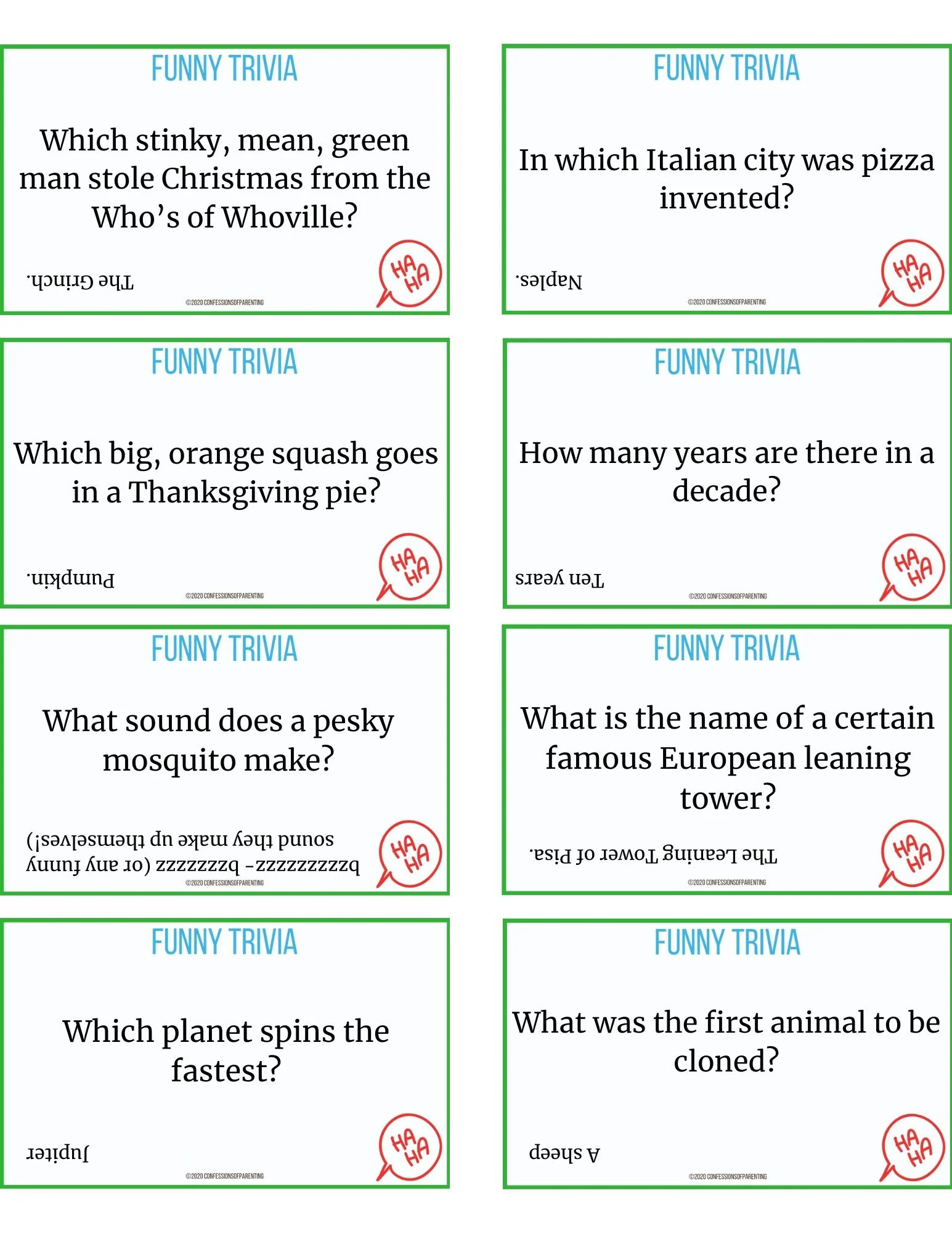 Hilarious Trivia Questions and Answers Free Printable