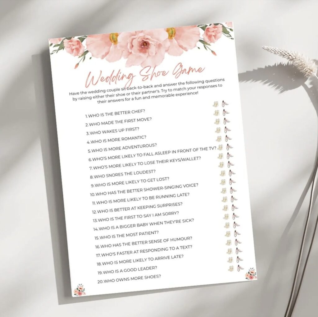 Free Printable Shoe Game Questions and Answers