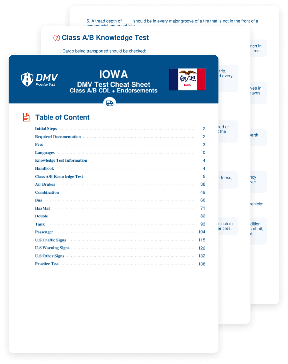 2025 Iowa DMV CDL Test Cheat Sheet 99 Pass Rate 