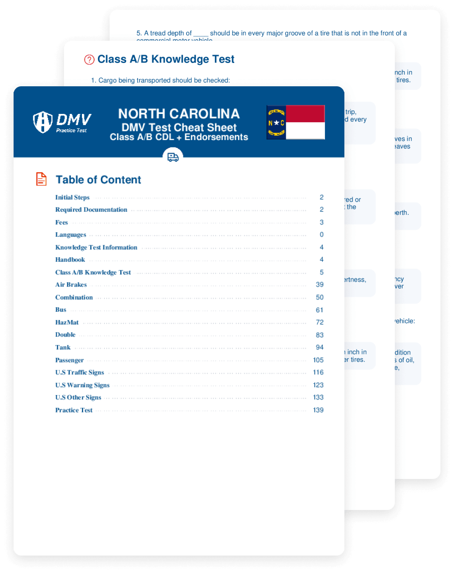 2025 North Carolina DMV CDL Test Cheat Sheet 99 Pass Rate 