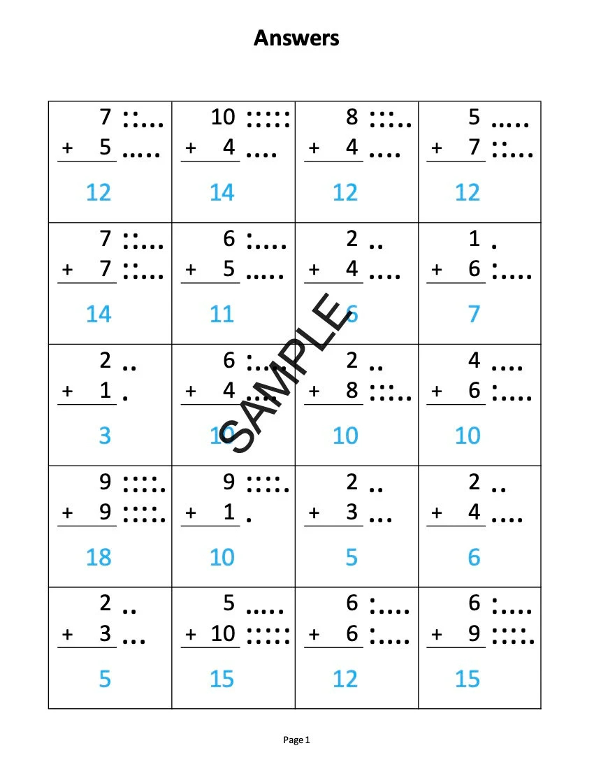Printable Math Worksheets with Answers