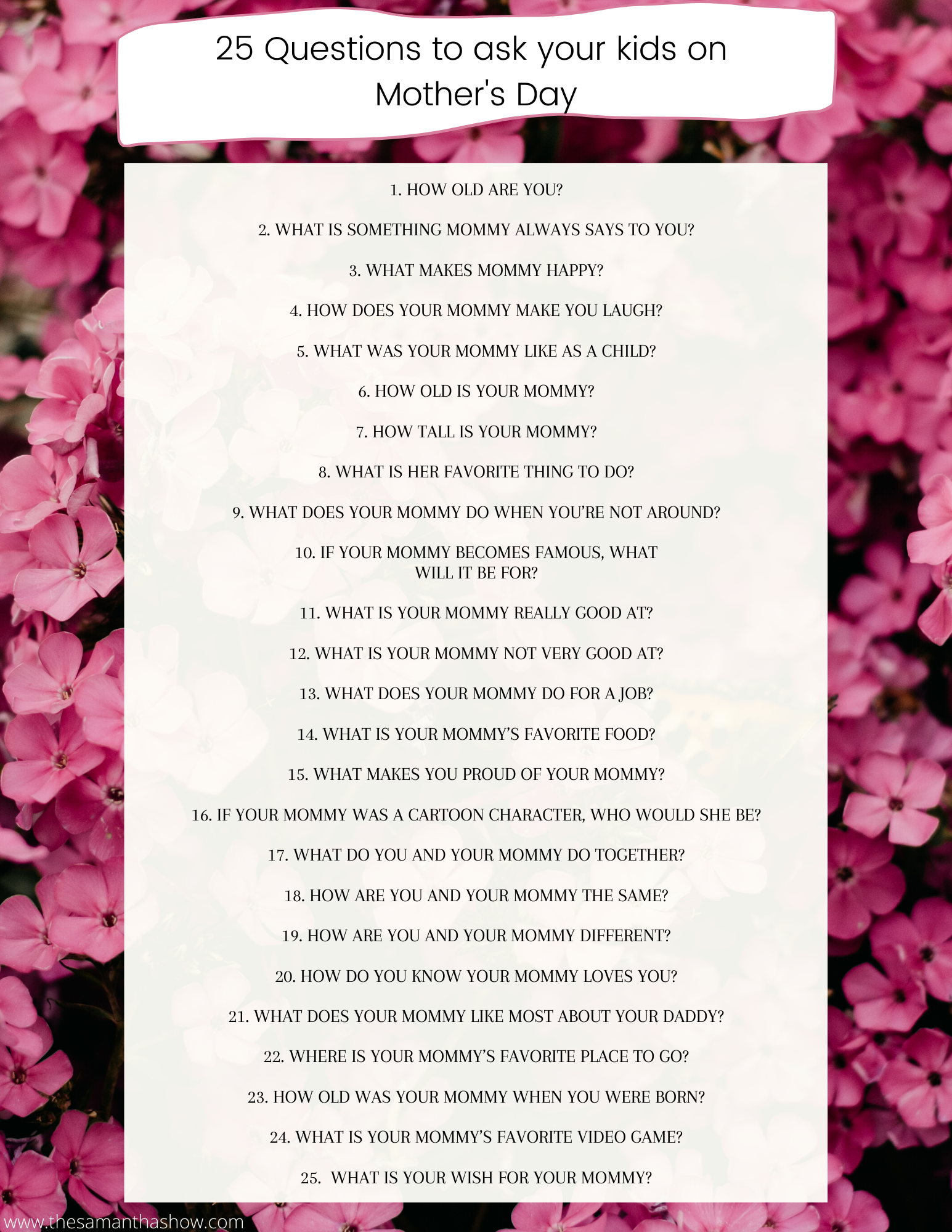 25 Questions To Ask Your Kids On Mother s Day The Samantha Show A Cleveland Life Style Blog