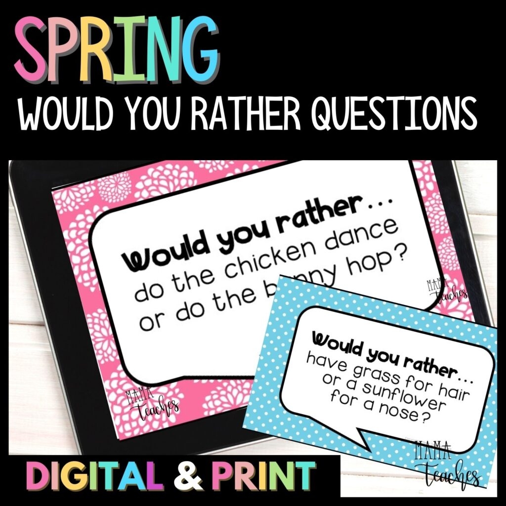 Would You Rather Spring Questions Printable PDF