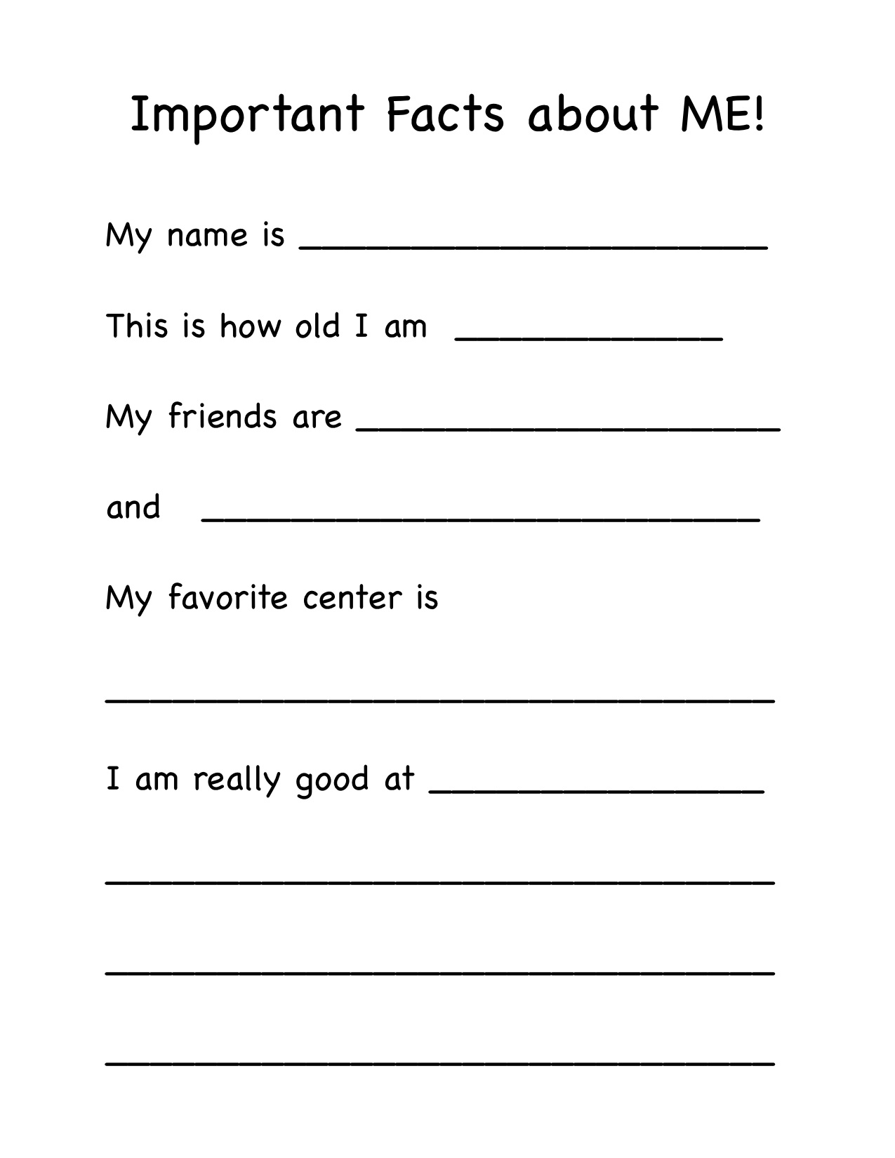 Preschool Graduation Questionnaire Printable