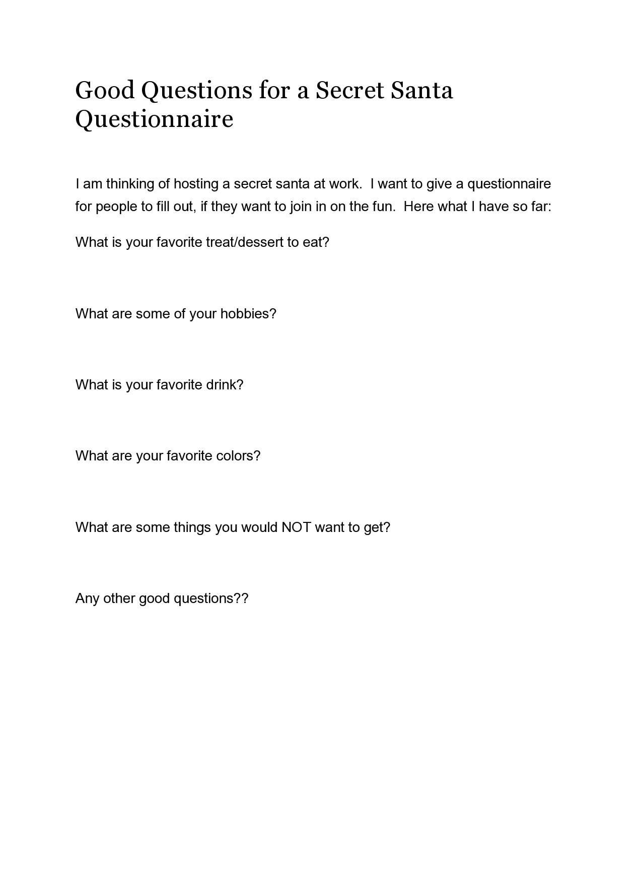 27 Printable Secret Santa Questionnaire Templates TemplateLab