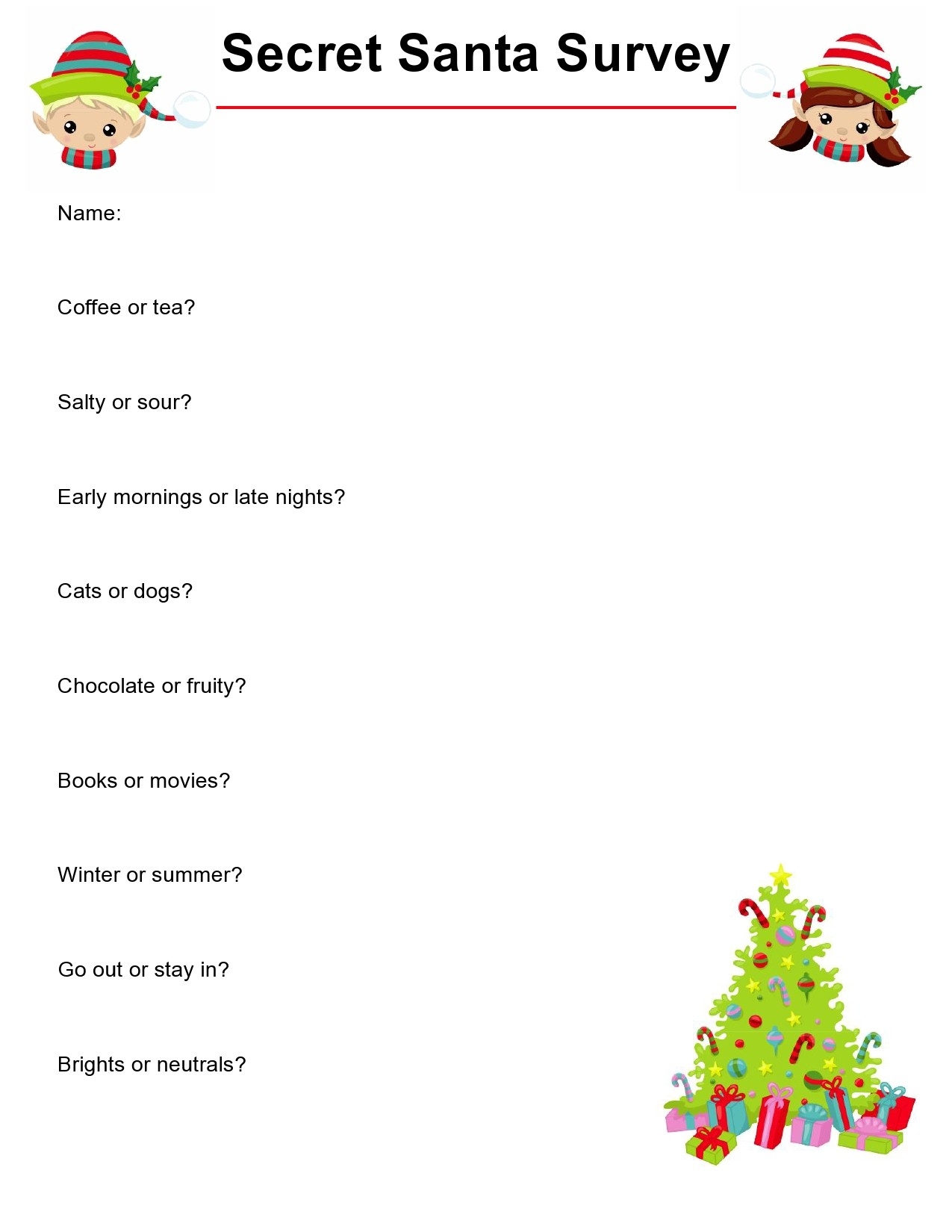 27 Printable Secret Santa Questionnaire Templates TemplateLab