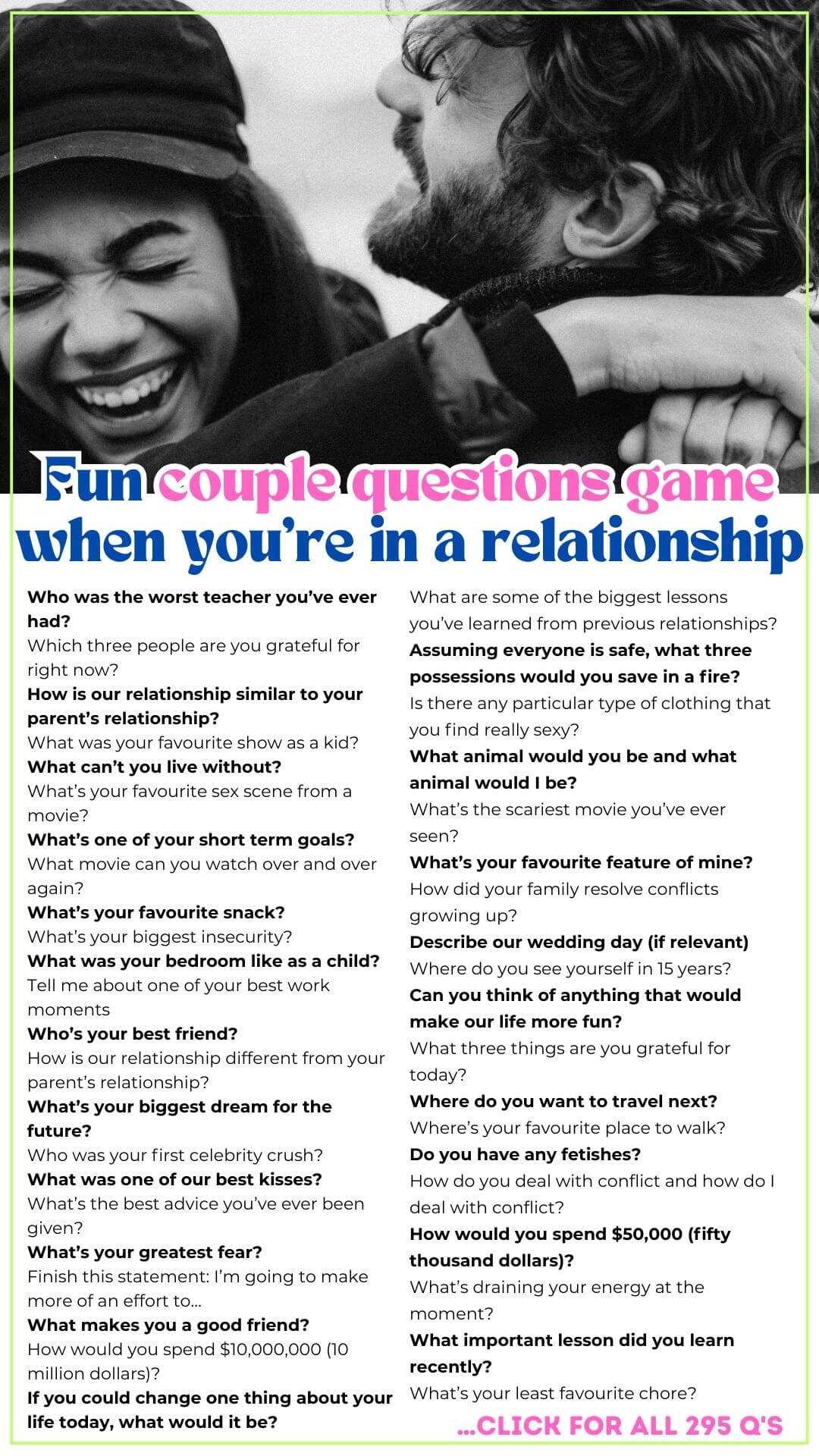 295 Fun Flirty Deep Questions To Ask Your Partner random Order Worksheets Library