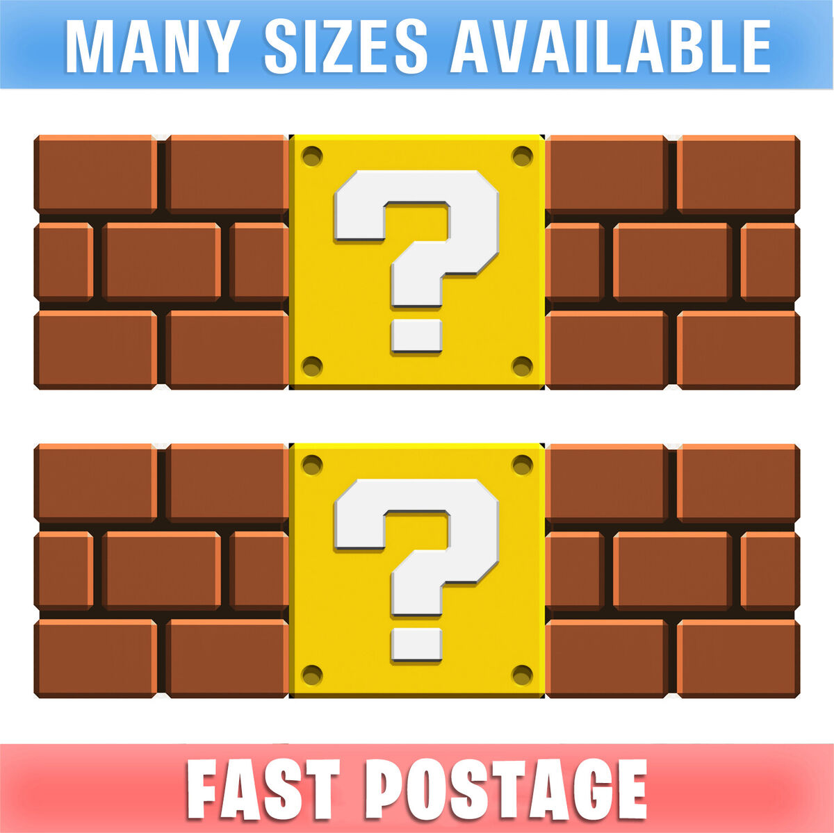 2x Mario Bricks And Question Block Vinyl Wall Stickers Kids Bedroom Boys Girls EBay