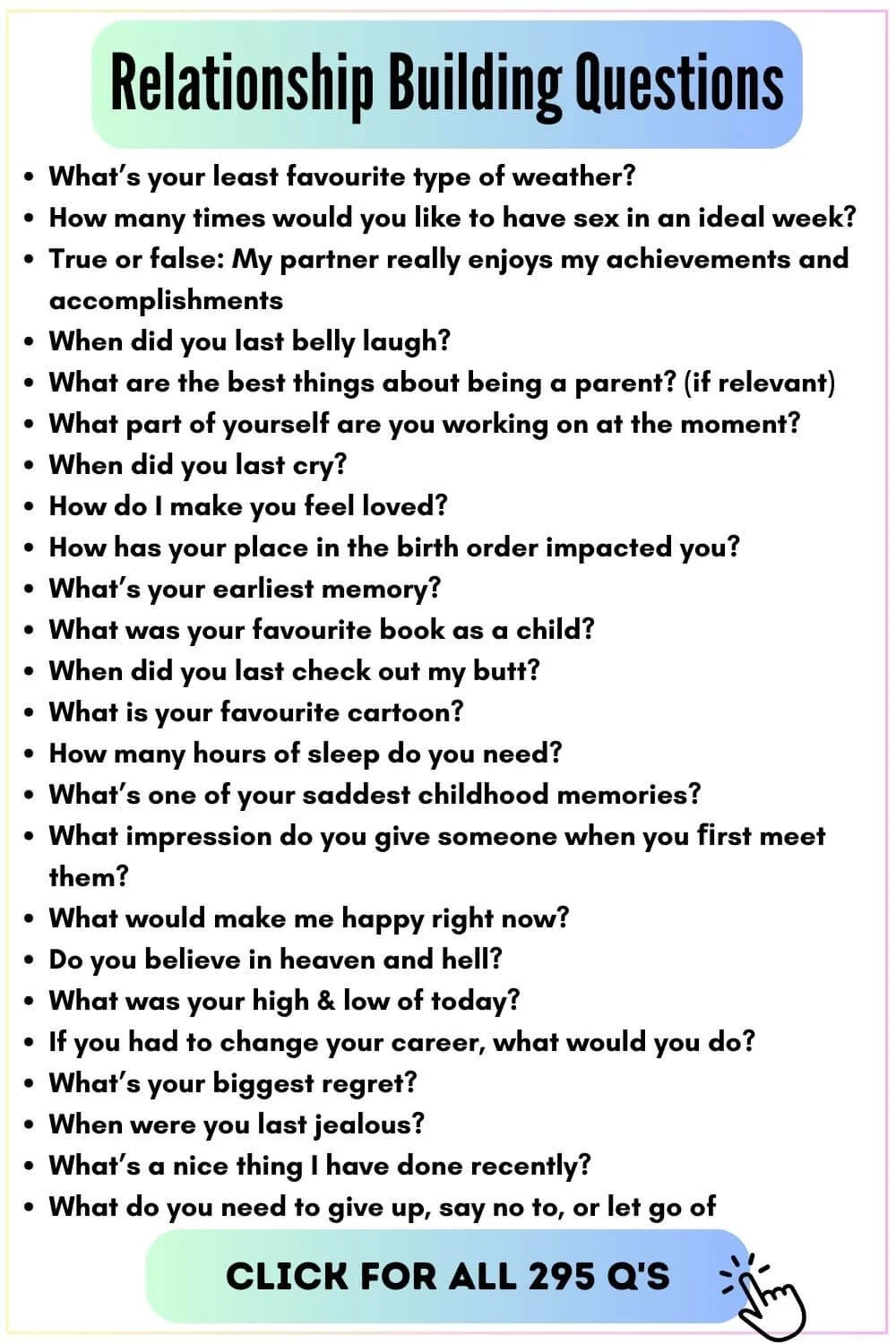 301 Fun Flirty Deep Questions To Ask Your Partner random Order Minimize My Mess