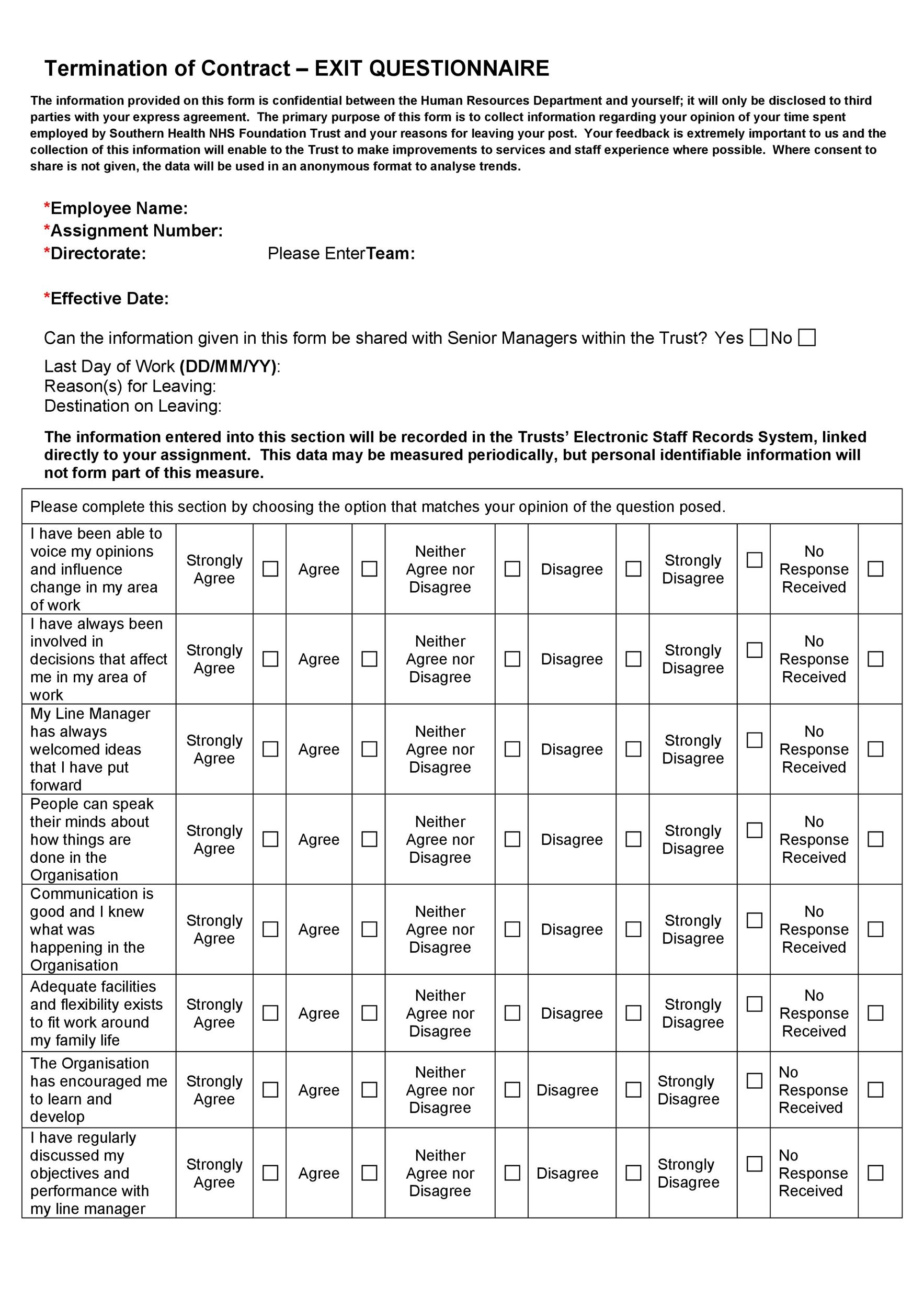40 Best Exit Interview Templates Forms TemplateLab