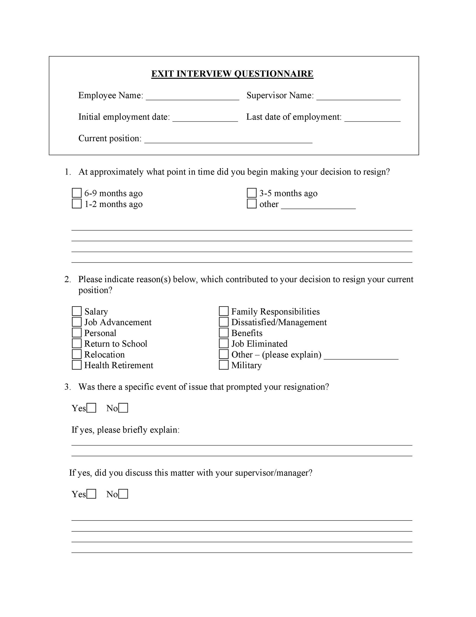 40 Best Exit Interview Templates Forms TemplateLab