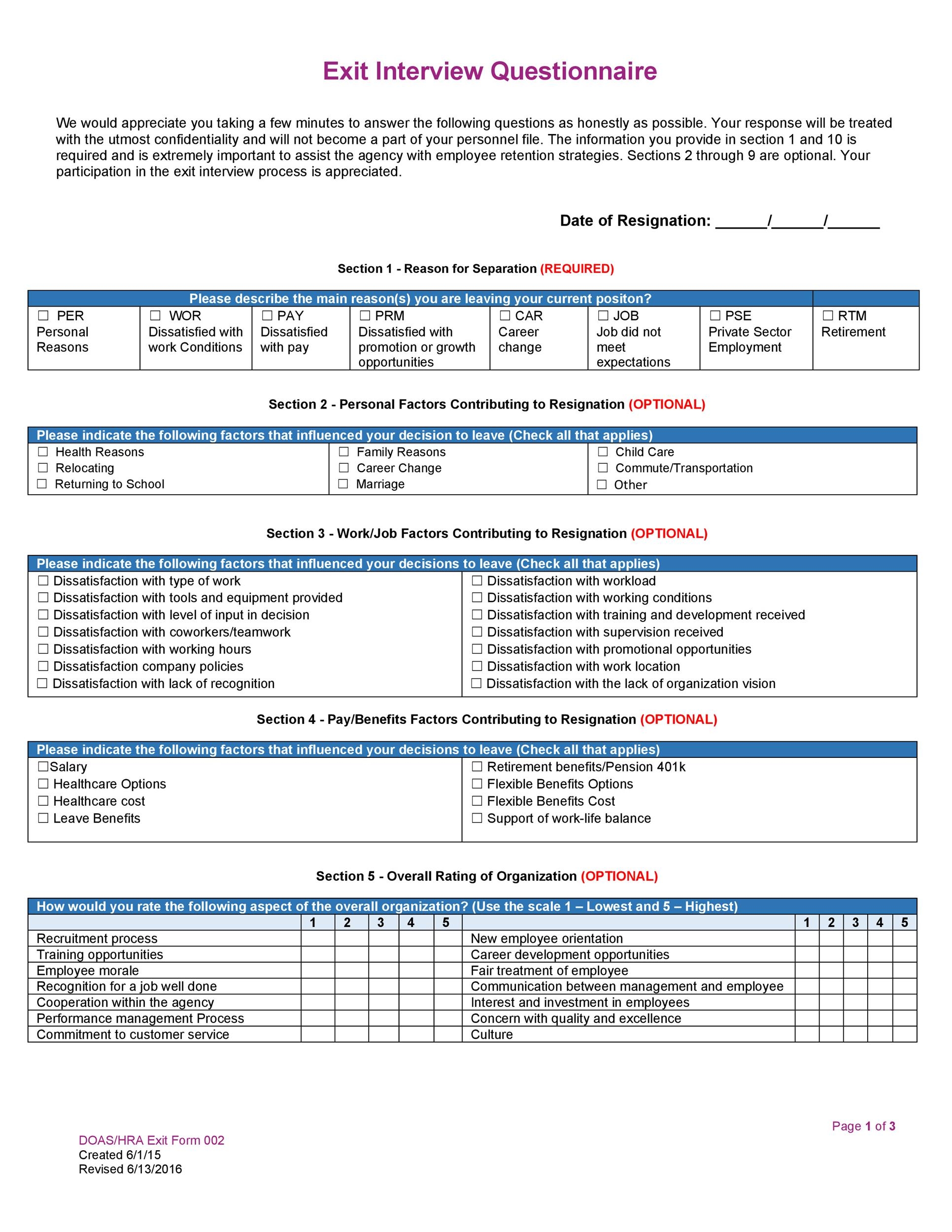 40 Best Exit Interview Templates Forms TemplateLab