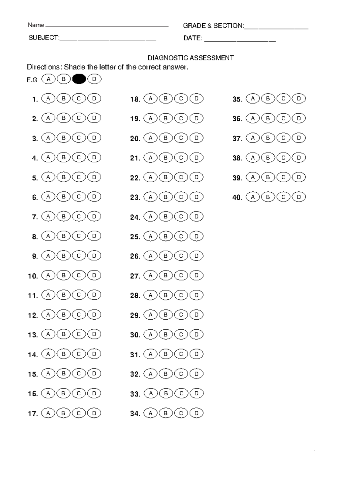 40 Items Bubble Answer Sheet Prentice Hall Inc All Rights Reserved Multiple Use Classroom Studocu