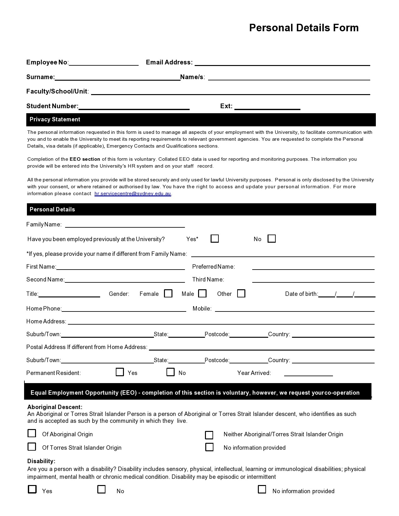 41 Free Personal Information Forms Templates TemplateLab