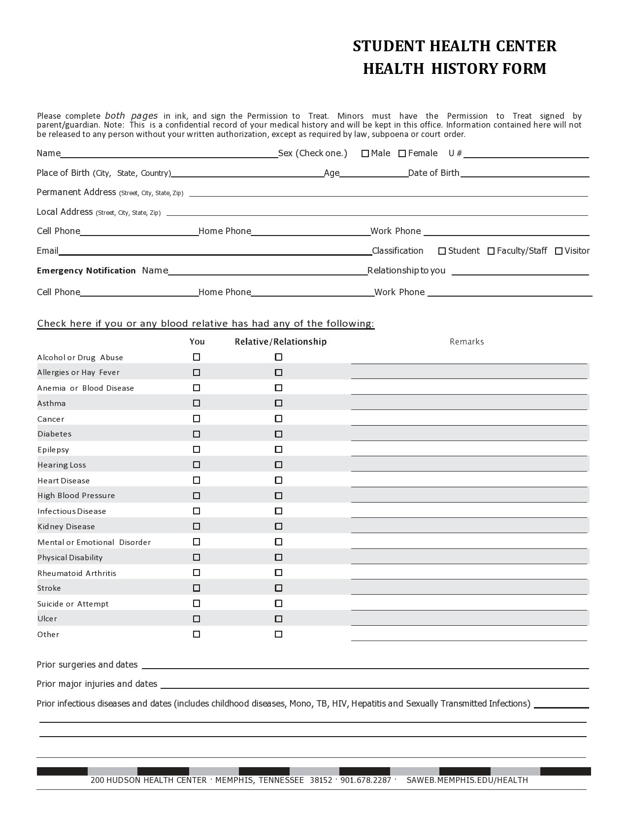 43 Medical Health History Forms PDF Word TemplateLab