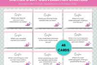 48 Printable Mother s Day Conversation Cards Mom Conversation Starters Small Group Icebreakers Mother s Day Brunch Table Talk Etsy