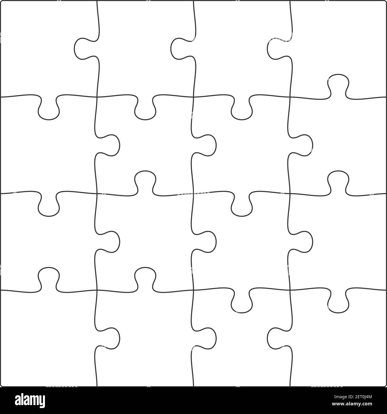 4x4 Jigsaw Puzzle Blank Template Background Light Lines Every Piece Is A Single Shape Vector Illustration Stock Vector Image Art Alamy
