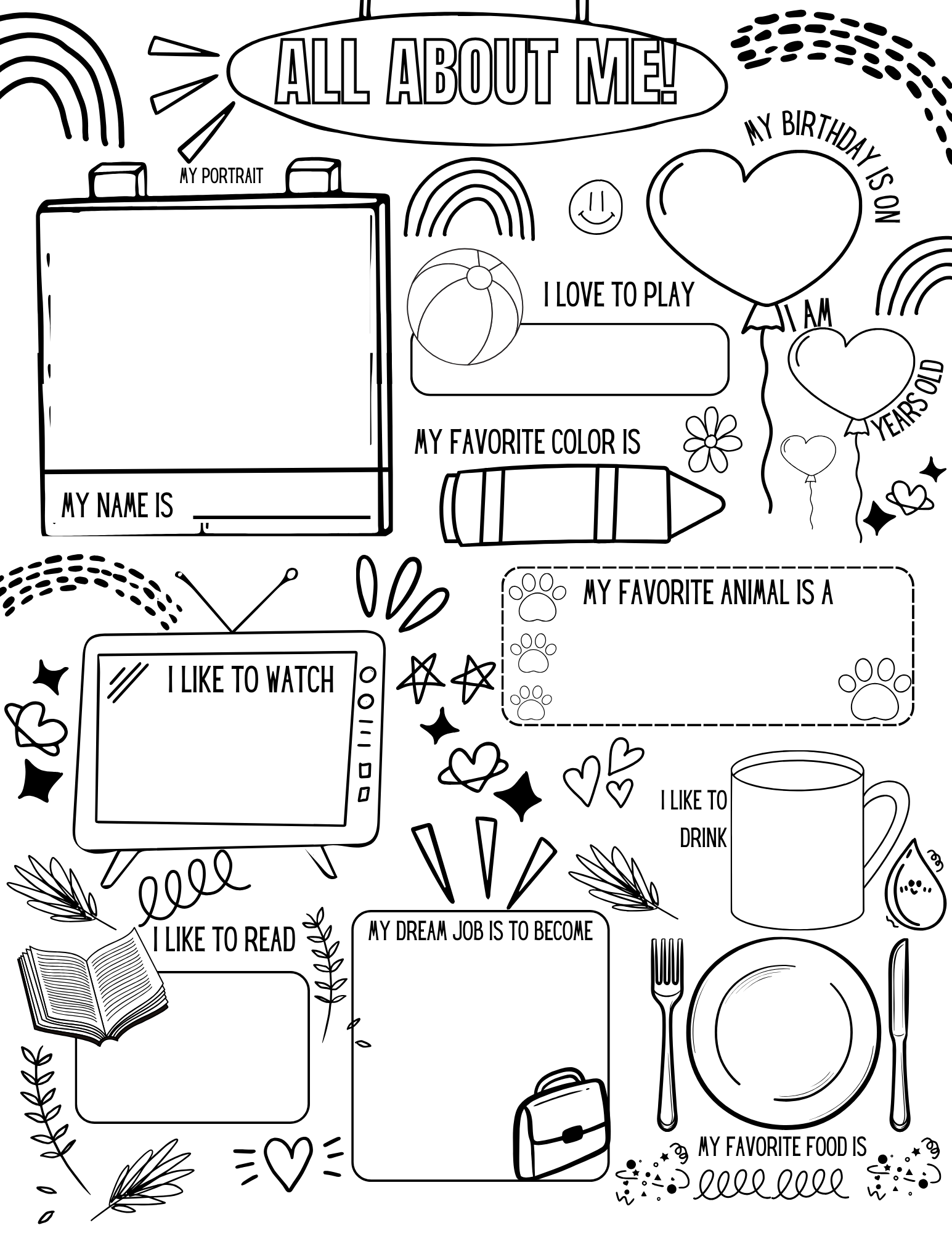 Printable Questionnaires for Kids About Family Members