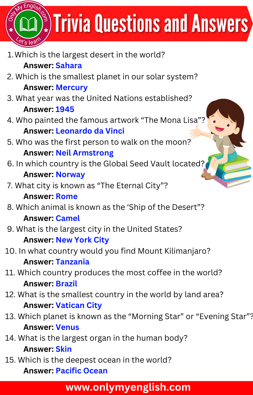 Printable Trivia with Answers at the Bottom