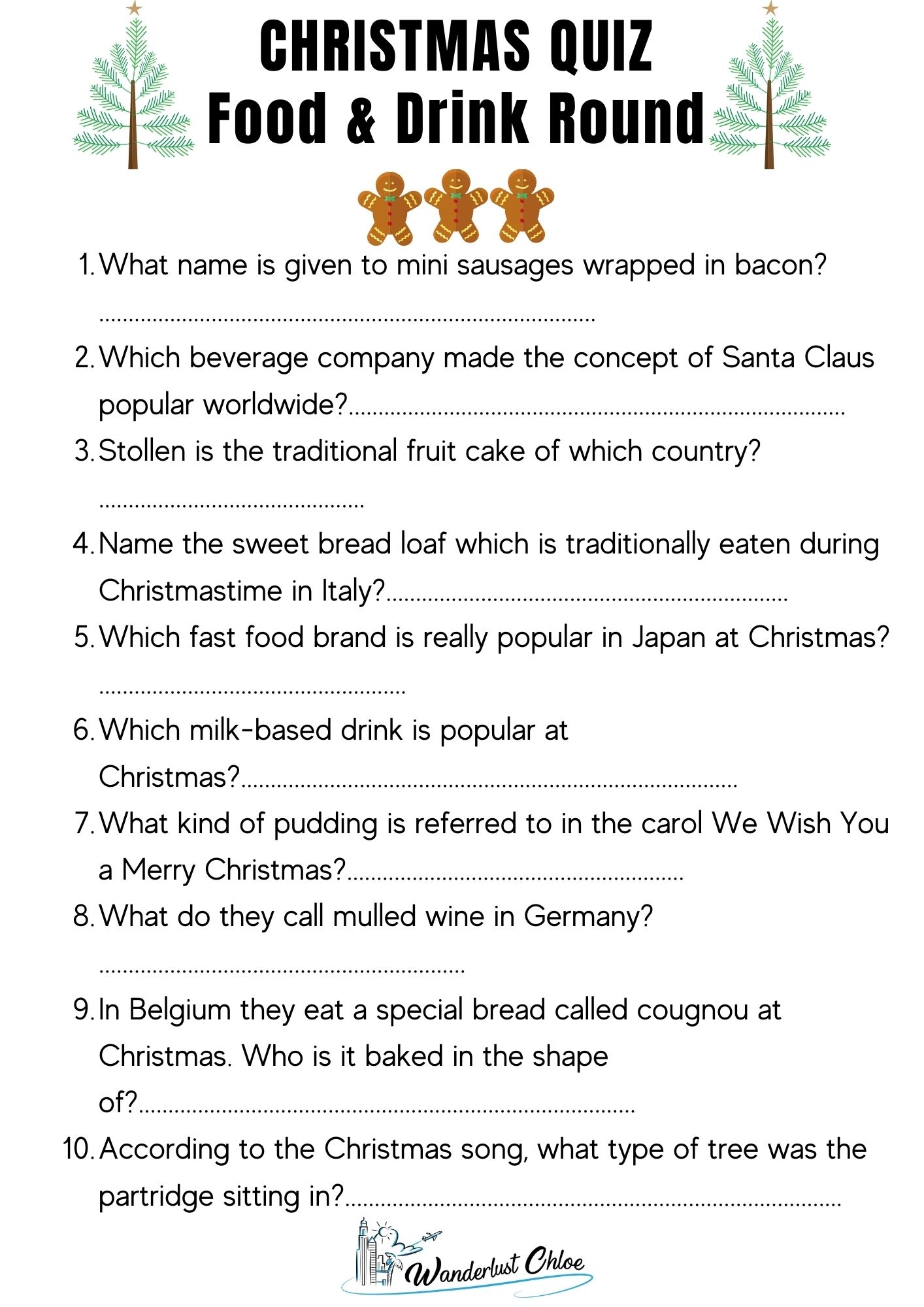50 Christmas Quiz Questions Printable Picture Rounds 2025