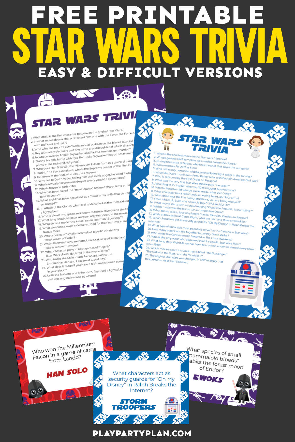 50 Star Wars Trivia Questions Printable Quiz Play Party Plan
