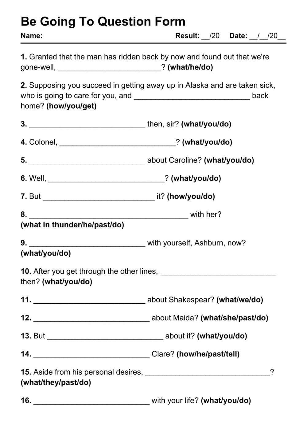 54 Be Going To Question PDF Worksheets With Answers Grammarism