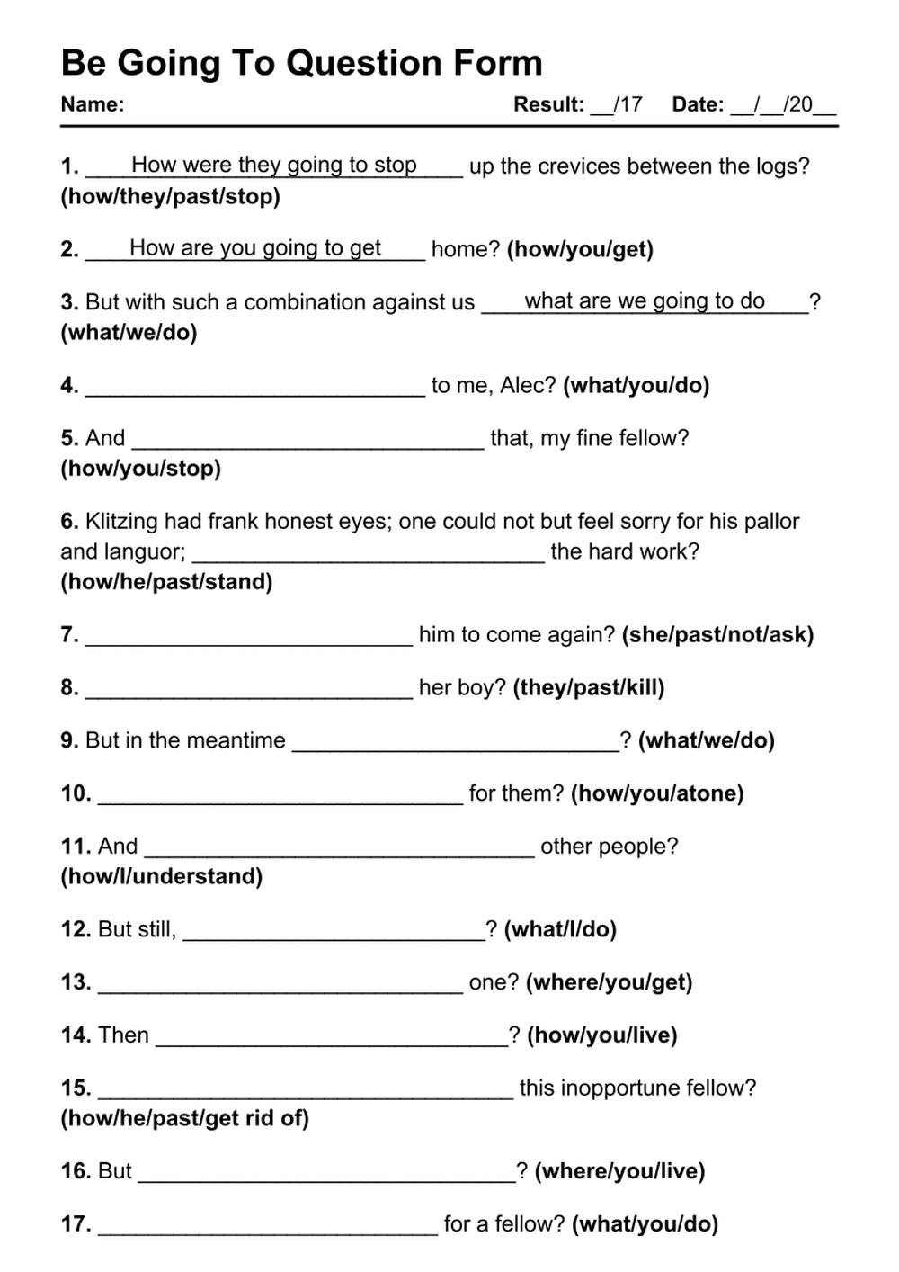 54 Be Going To Question PDF Worksheets With Answers Grammarism