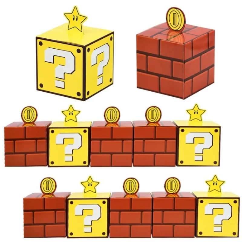 5pcs set Super Mario Anime Peripherals Candy Box Cartoon Stars Question Mark Blocks Props Image Children Party Gift Boxes Toys AliExpress