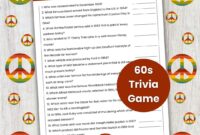60s Trivia Game 60s Theme Party Game Decades Trivia Team Building Game Retro Party Game Senior Citizen Activity Birthday Trivia Etsy
