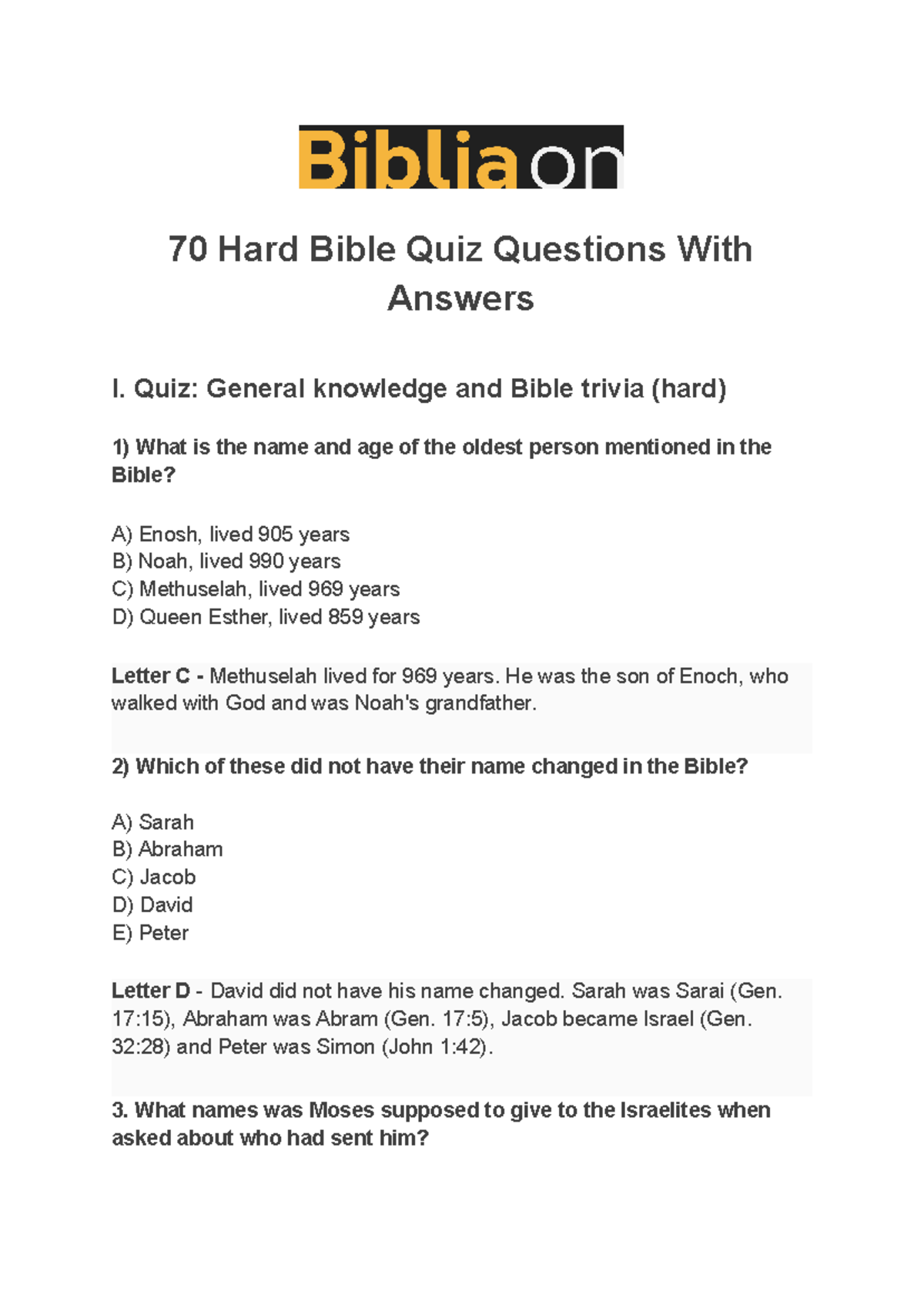 70 Challenging Bible Quiz Questions With Answers Hard Studocu