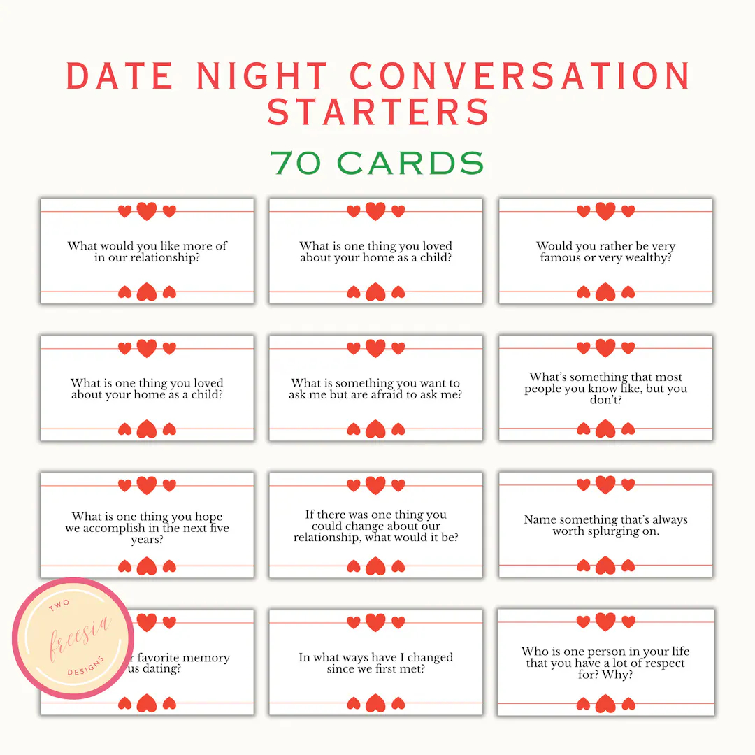 70 Date Night Questions For Couples Conversation Starters Date Night Game Valentines Day Games Printable Couples Game Etsy