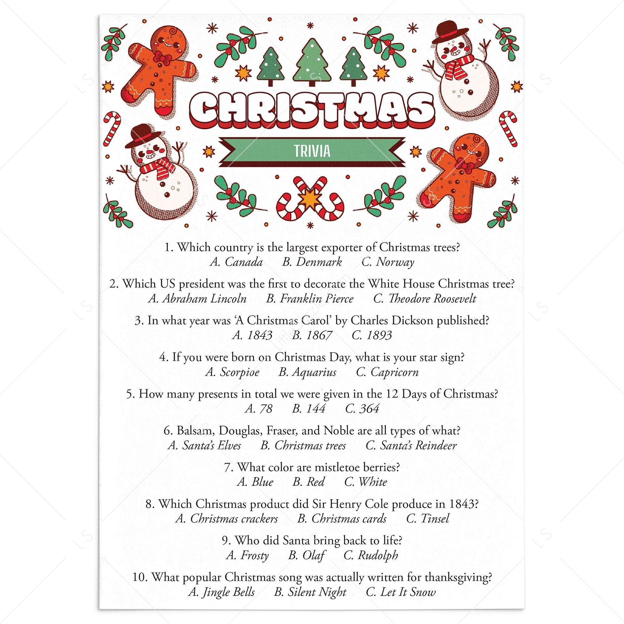 Free Printable Quiz Answers PDF