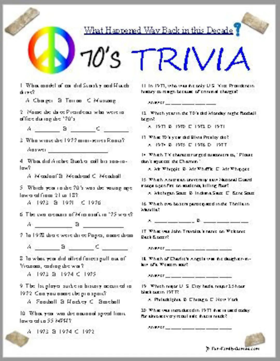 70 s trivia etsy