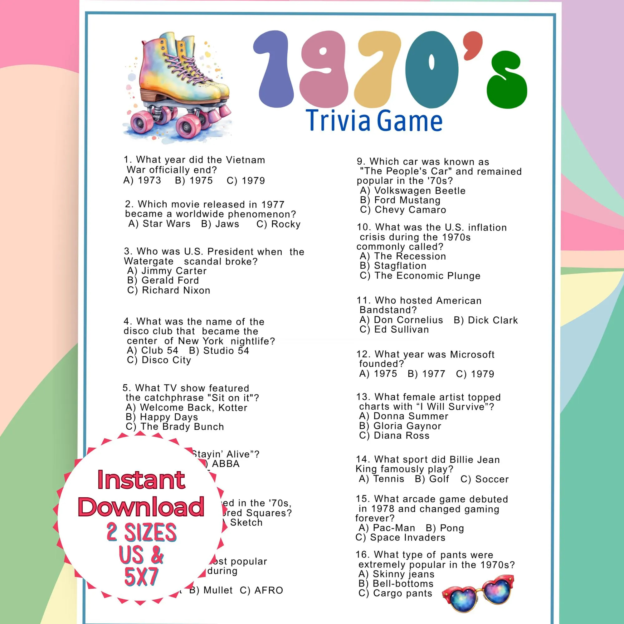 70s Trivia Etsy Australia