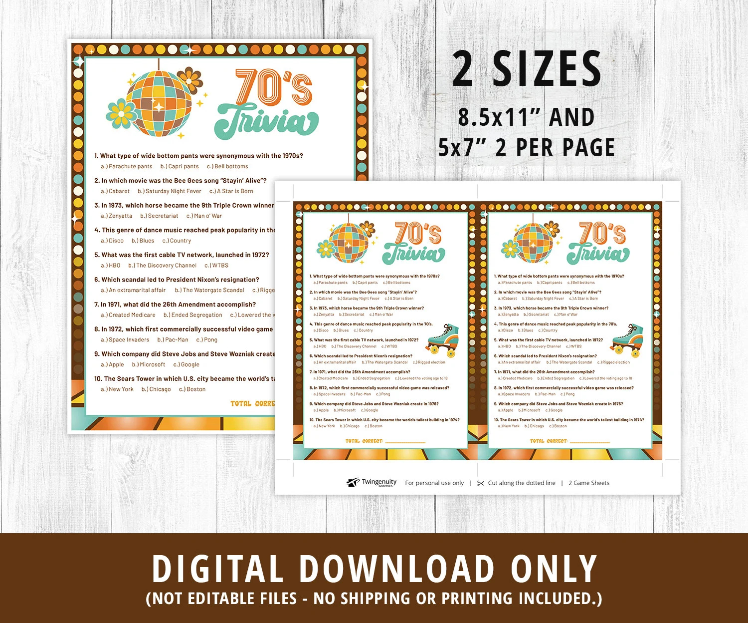 70s Trivia Games Printable 70s Trivia Game 70s TV Trivia 70s Music Trivia Quiz 70s Activities 70s Party Games 1970s Decade DIGITAL Etsy