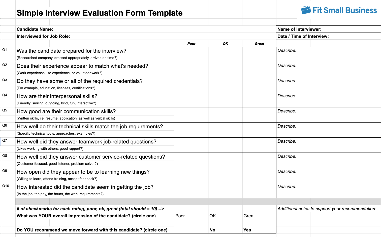 8 Free Interview Evaluation Forms 3 Scorecard Templates