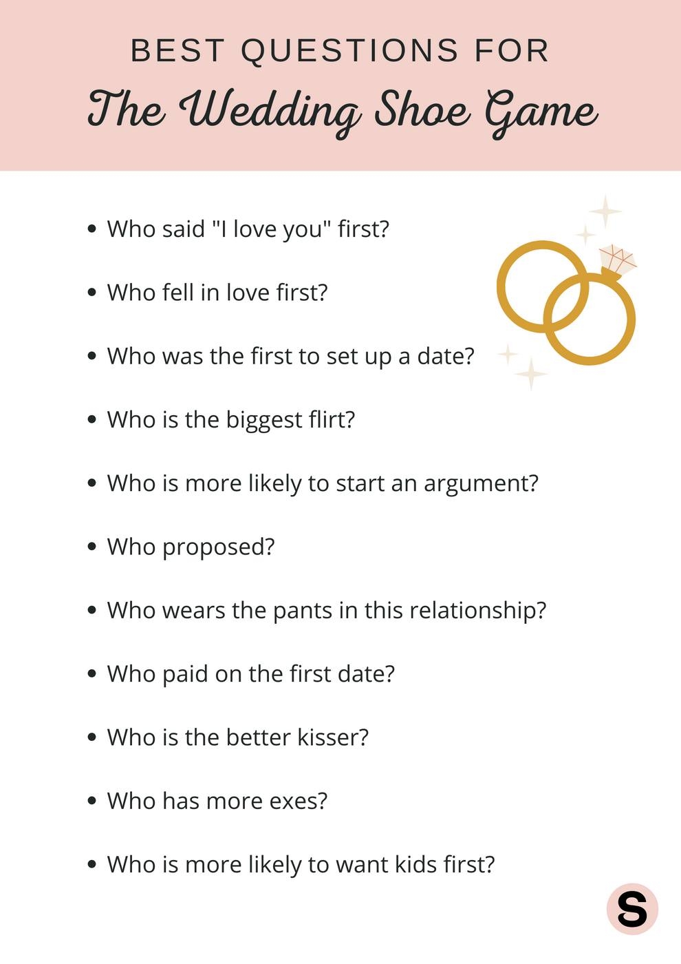Wedding Shoe Game Funny Questions Printable
