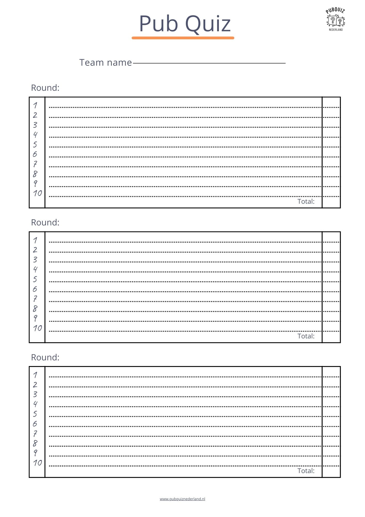 8x Free Pub Quiz Answer Sheet Download As PDF