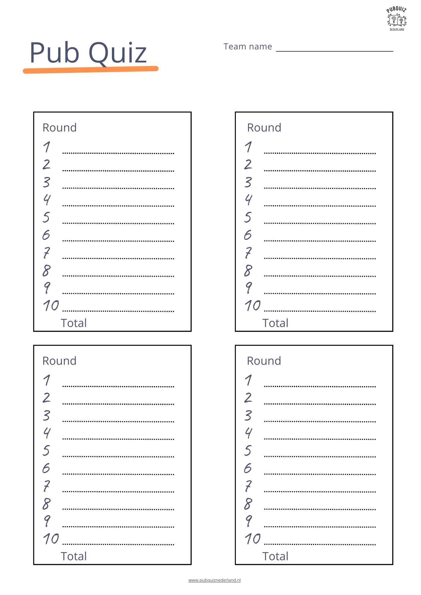 8x Free Pub Quiz Answer Sheet Download As PDF