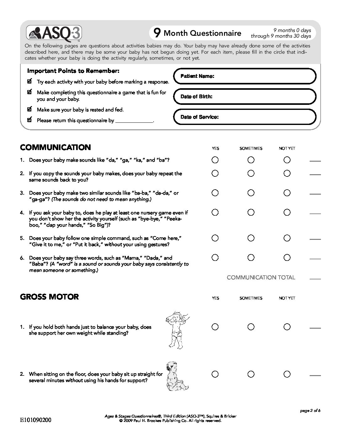 9 Month ASQ Metropolitan Pediatrics