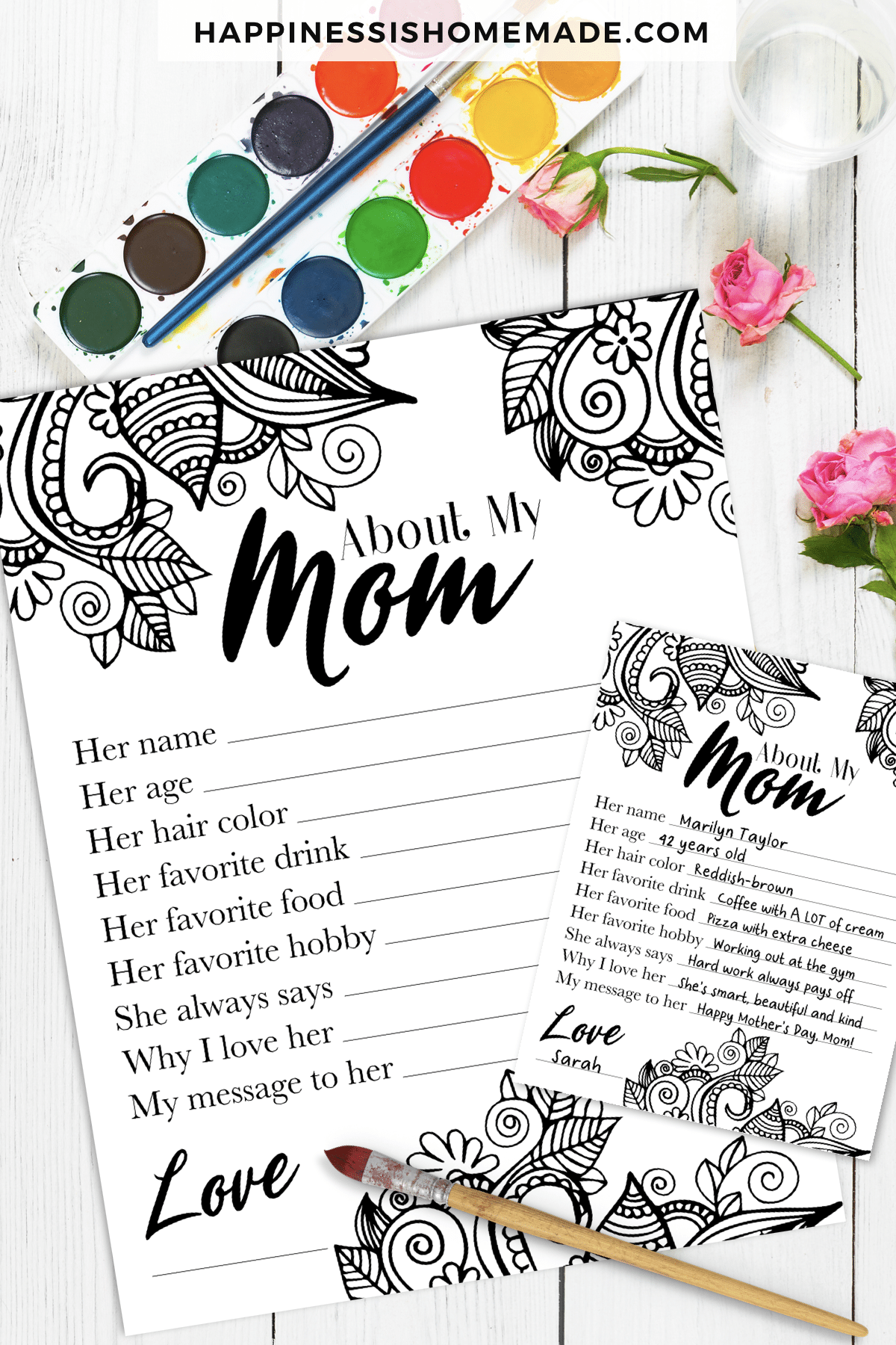 About My Mom Mother s Day Printable Happiness Is Homemade