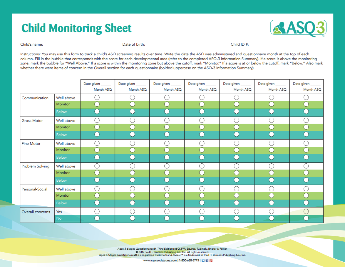 ASQ Questionnaire Printable 6 Years