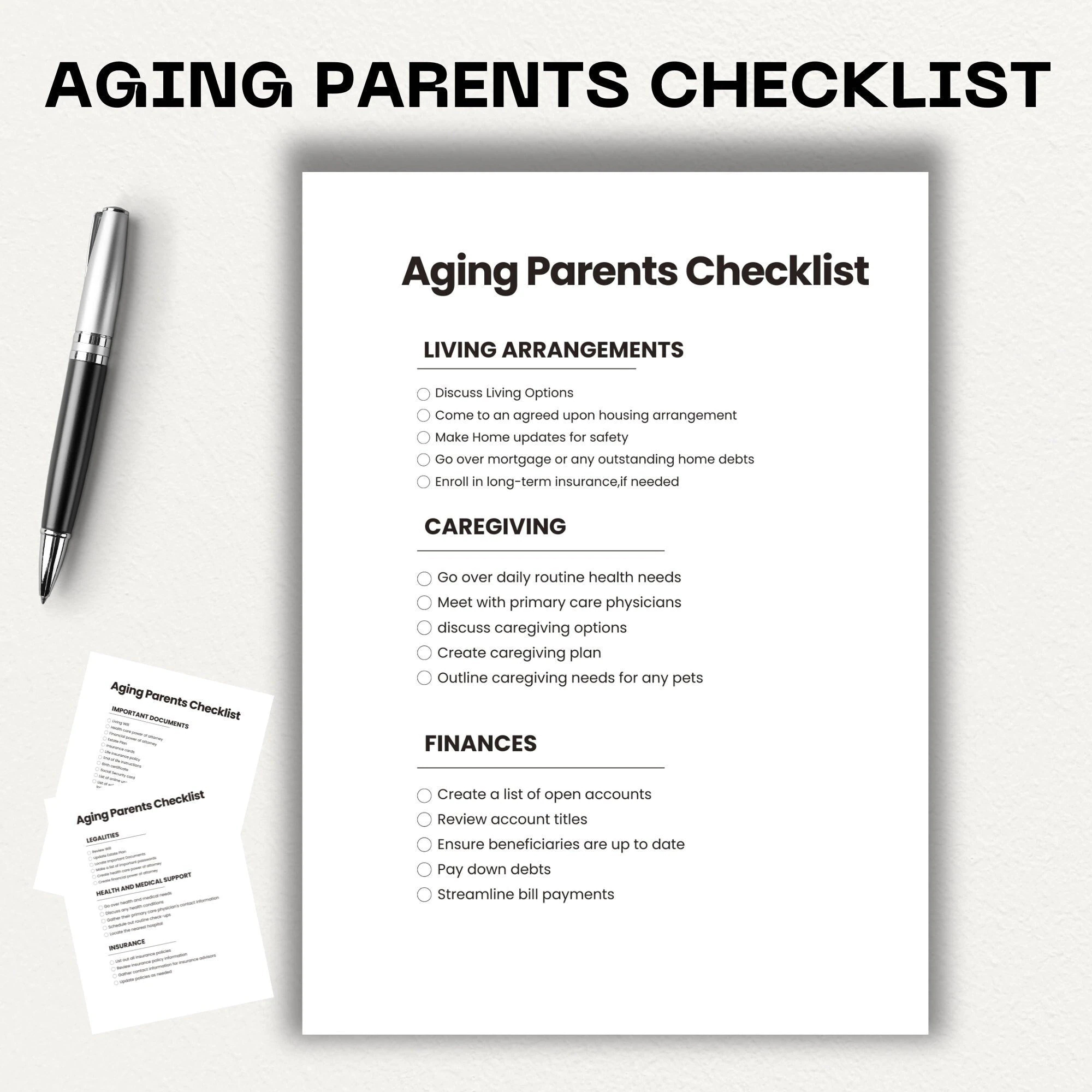 Aging Parents Checklist Printable Dementia Care elderly Care Family Caregiver Senior Care Etsy