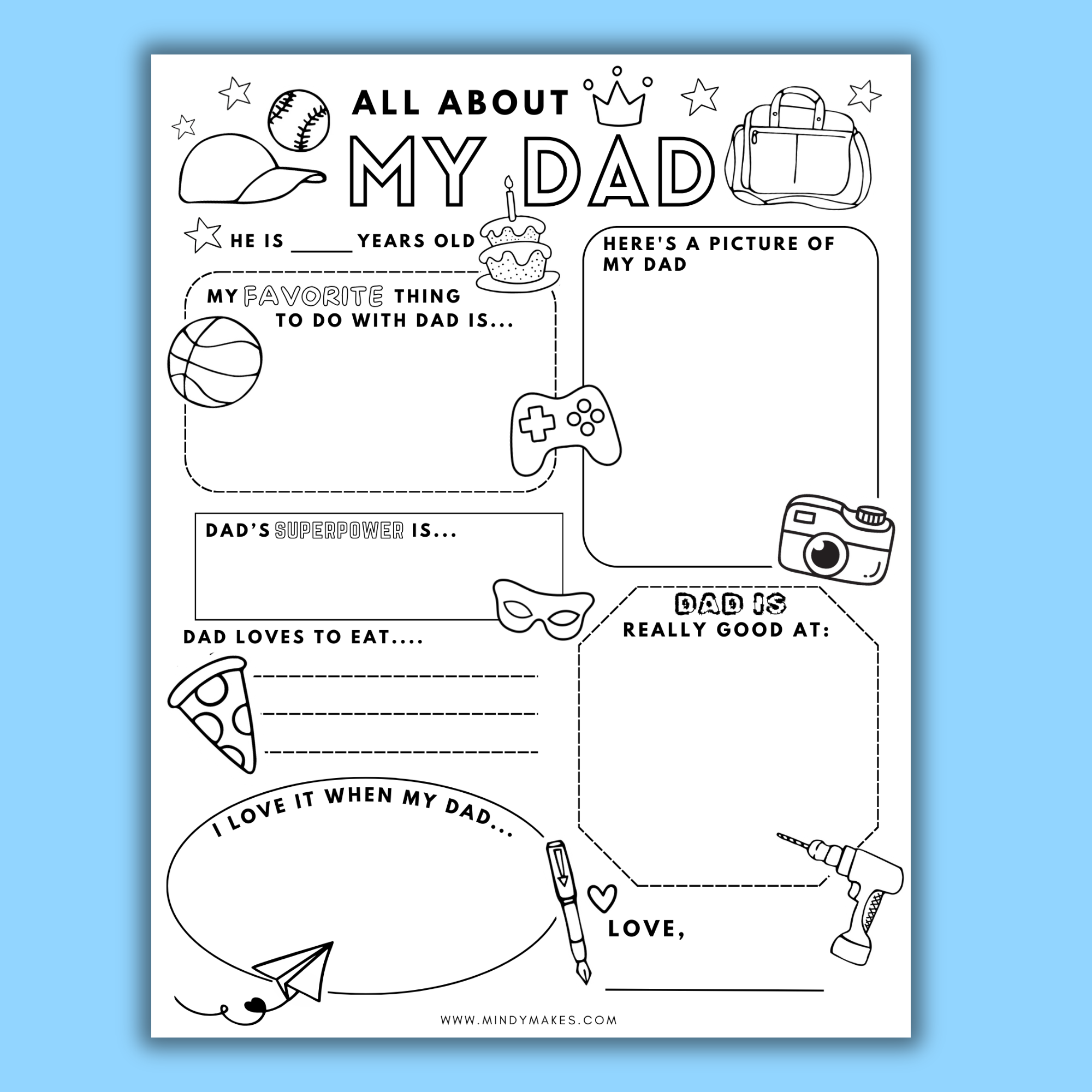 All About Dad Free Printable PDF