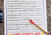 All About Dad Questionnaire Free Printable