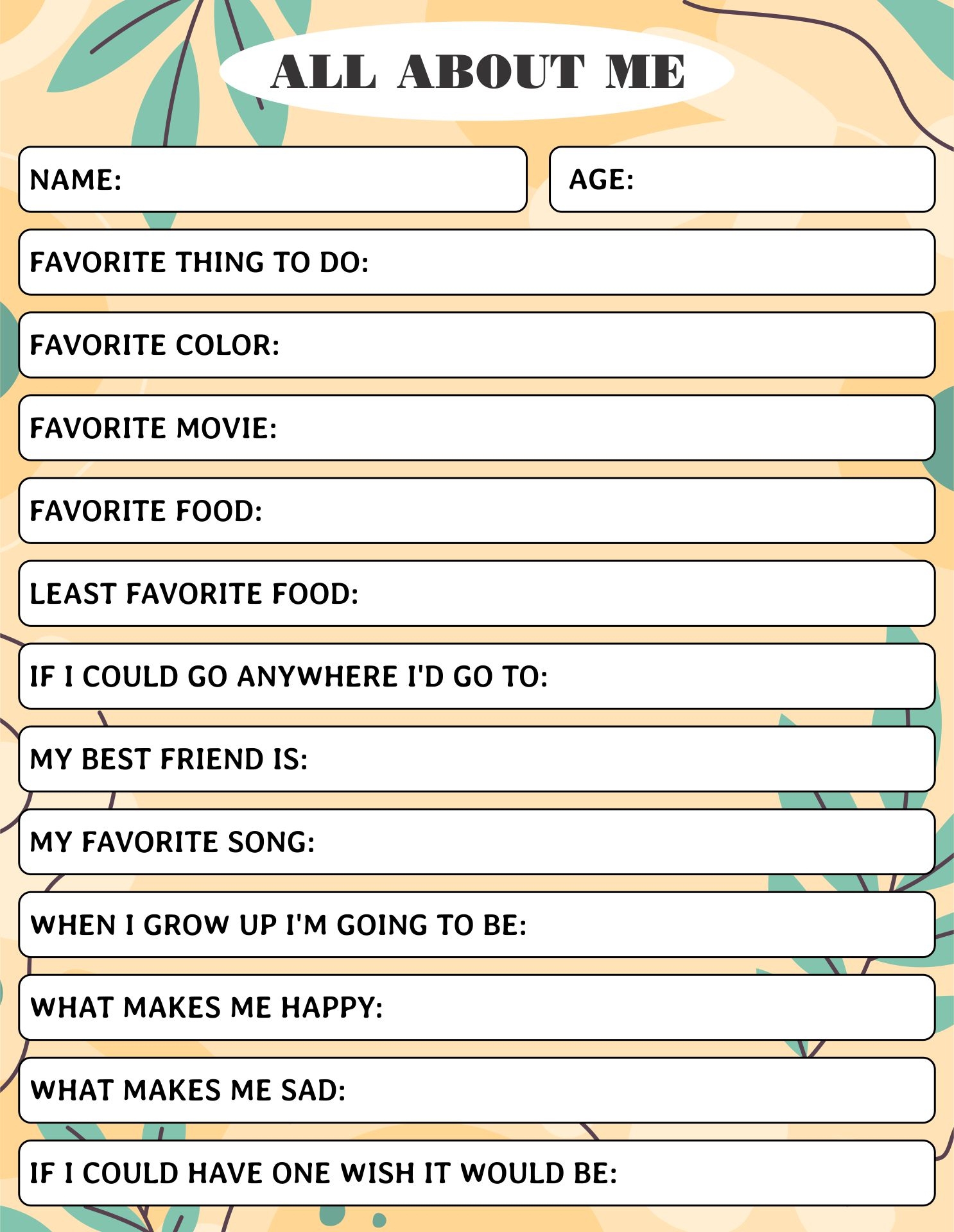All About Me Adult 20 Free PDF Printables Printablee