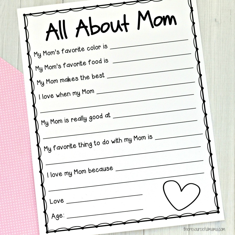 all about me mother s day survey free printable for kids the resourceful mama