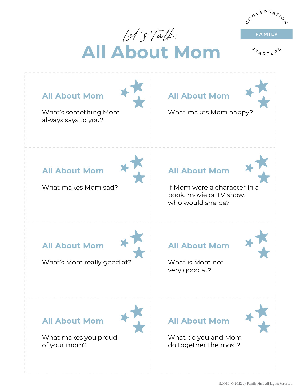 All About Mom Conversation Starters IMOM